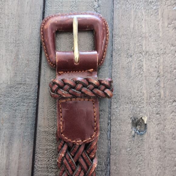 Talbots Brown Leather Braided Belt Size Large - Picture 6 of 6